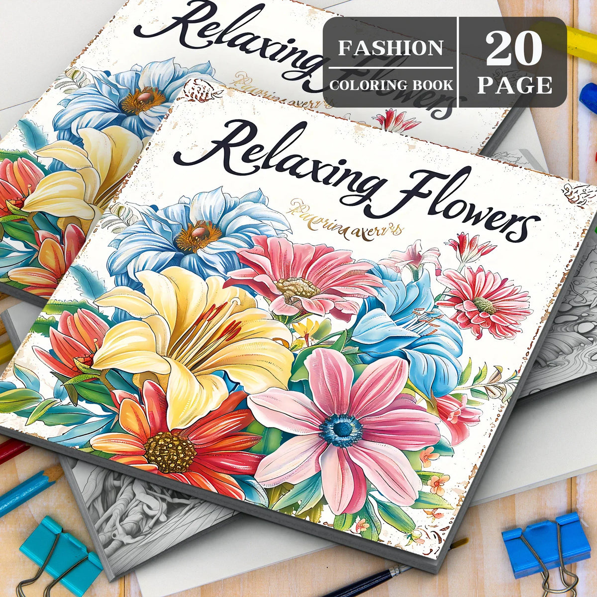 Coloring Art Book 20 Page Flower Graffiti Style Fall 2025 Trend Stress Relief Gift