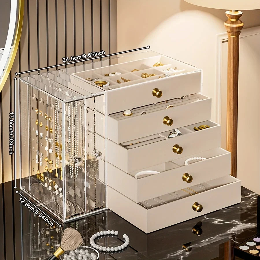Jewelry2026 Edition Organizer 7-Layer Transparent Drawer Box High Capacity Storage Earrings Necklaces Rings Case Holiday Gifts