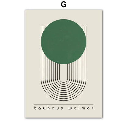 Bauhaus Green Minimalist Wall Art Canvas Print Water-Resistant