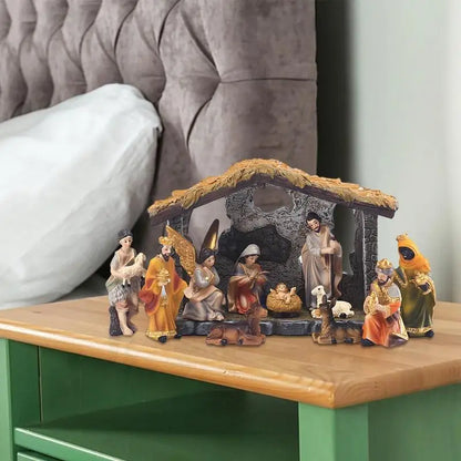 Nativity Scene Kit 12-Piece Resin Tabletop Nativity Kit for Christmas Indoor Decor Timeless Centerpiece