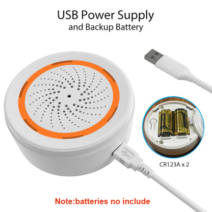 Tuya Zigbee Smart Siren Alarm with Strobe Alerts USB Power Supply for Household Security
