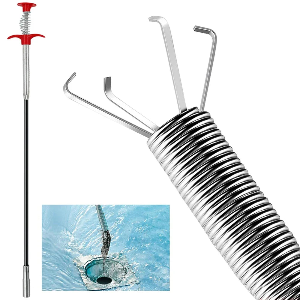 Drain2026 Edition Snake 22.5 Inch Flexible Sink Auger Kitchen Clog Remover Hair Debris Eco Friendly Household Repair Fall