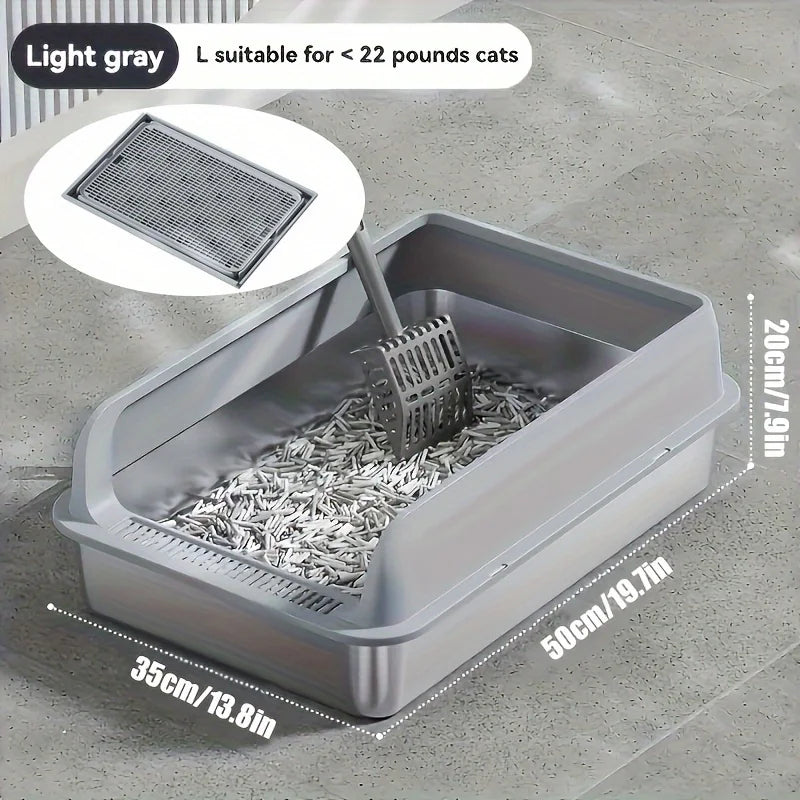 Semi-Enclosed Leak-Proof High-Sided with Mat 2026 – KEMORELA Extra Large Stainless Steel Cat Litter Box