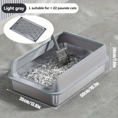 Semi-Enclosed Leak-Proof High-Sided with Mat 2026 – KEMORELA Extra Large Stainless Steel Cat Litter Box