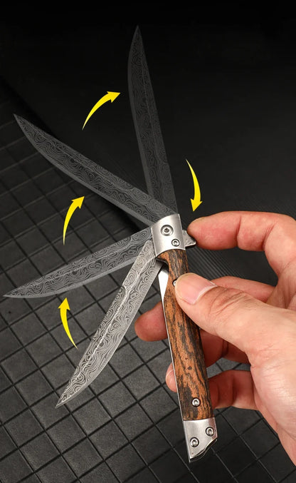 Outdoor Camping Multi-Use EDC 2026 – Damascus Pattern Folding Pocket Knife Stainless Steel