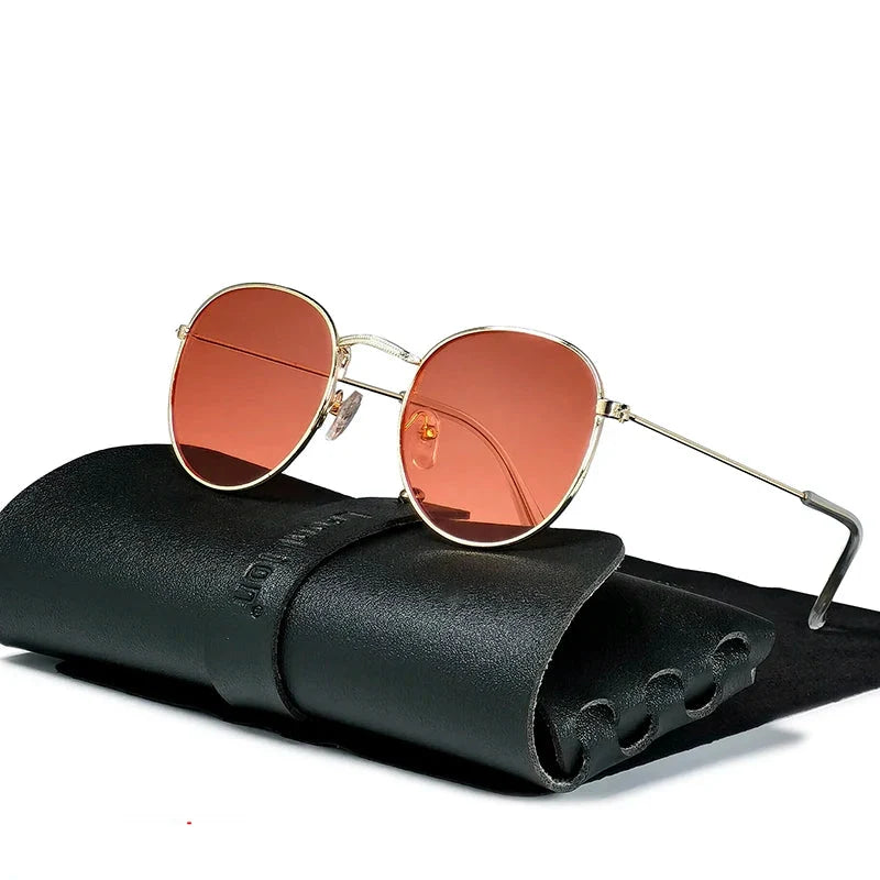 Round Retro Sunglasses for Men/Women Deluxe UV400 Metal Vintage Eyewear No Leather Case