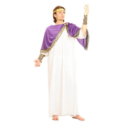 Variant image for Adult Greek God and Goddess Costume Set with Headdress, Robe, and Belt for Cosplay and Halloween Events-3