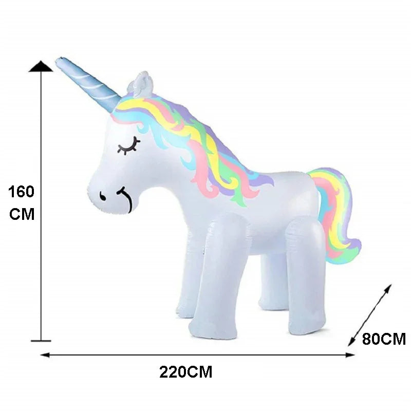 Unicorn Inflatable PVC Giant Water Spray Pool Float Kids Summer 2025 Backyard Party Splash Toy