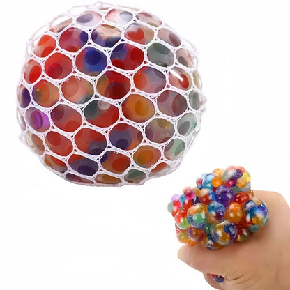 Rainbow 6cm Bead Stress Ball Mesh Pinch Pocket Fidget