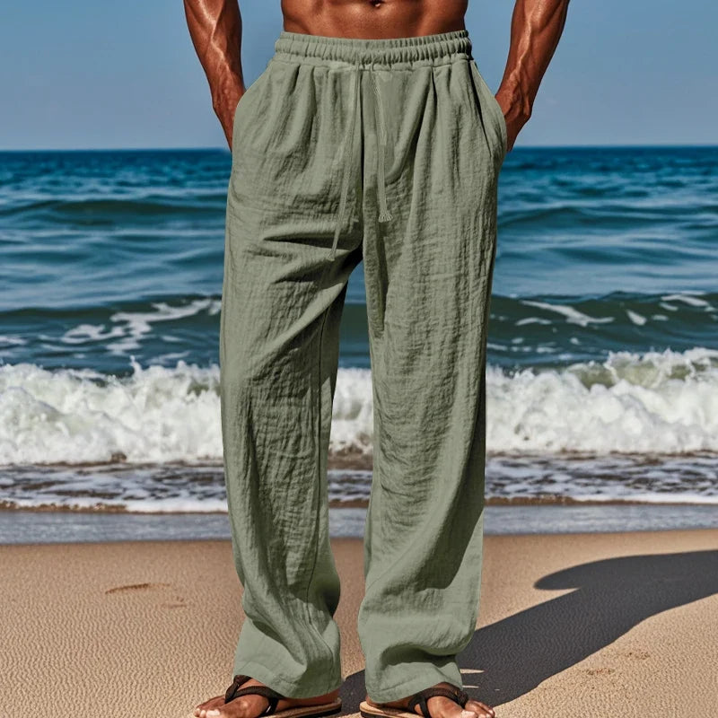 Drawstring Casual Beach Trousers - Loose Cozy Solid Color Pants for Summer