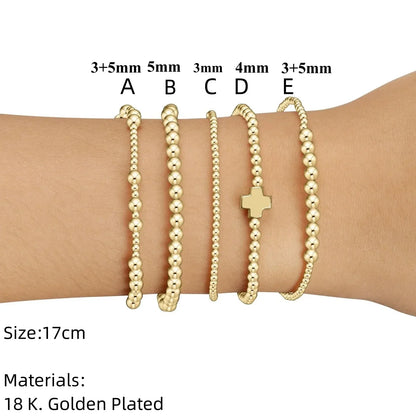 Plated Gold Cross Beaded Bracelet Stackable Hypoallergenic