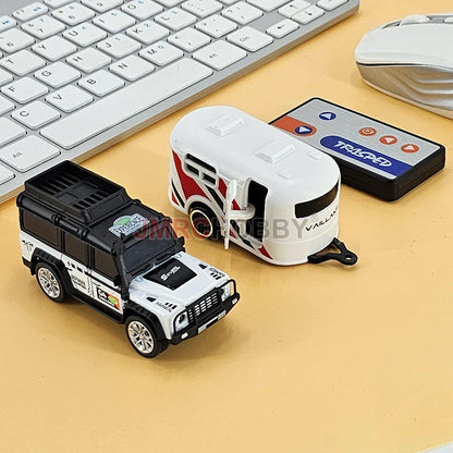 RC Alloy Car with Trailer - 2.4GHz Remote Control Mini Vehicle for Kids & Adults
