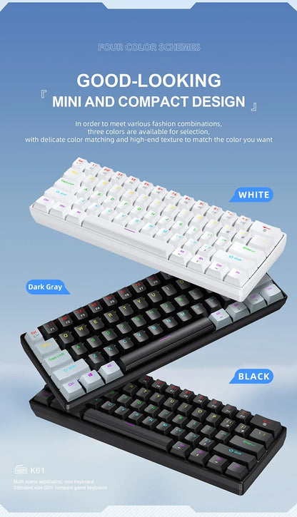 60 Percent Mechanical Mini Keyboard Wired RGB Travel-Friendly