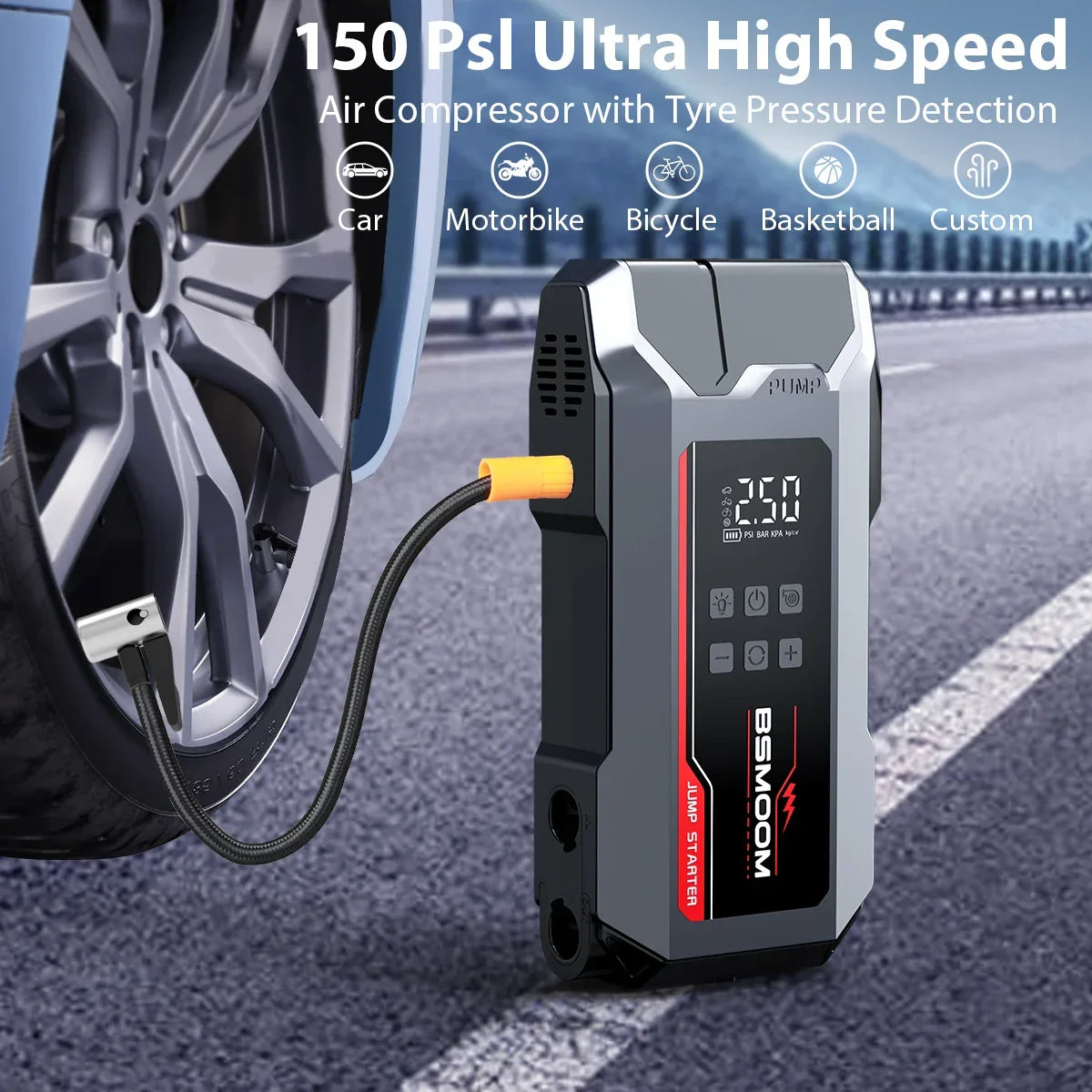 Car Jump Starter All In One Travel-Friendly Power Bank With Cordless Tire Inflator Fall 2025 Emergency Prep Gift