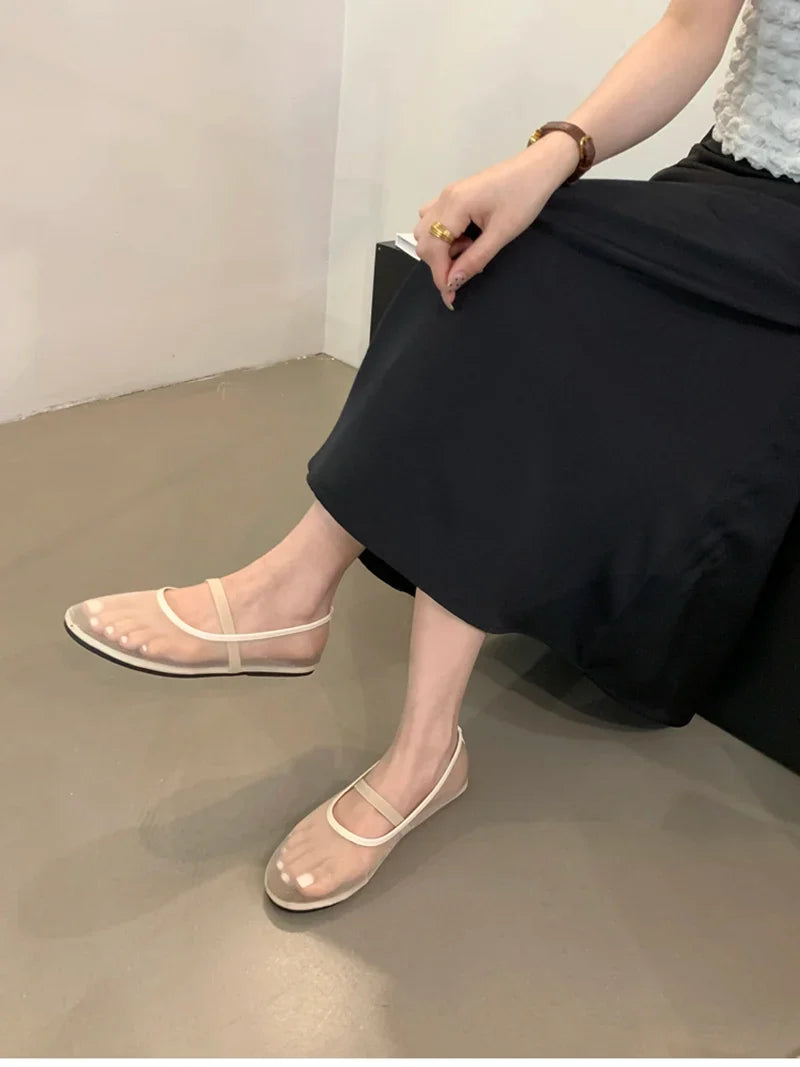 Light Women’s Mary Jane Flats - Shallow Mesh, Casual