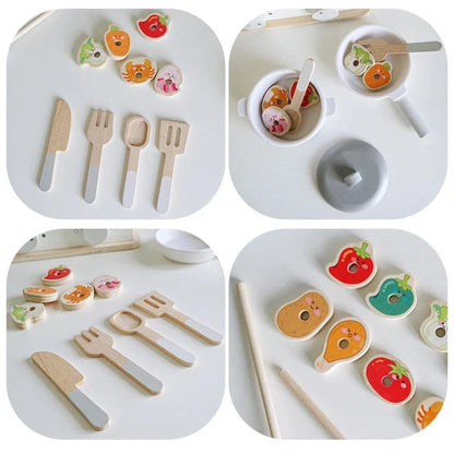 Wooden Toy BBQ Kit Pretend Play Cooking Playset Early Learning Montessori Toy Fall 2025 Educational Gift