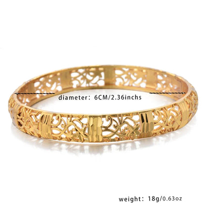 Color Gold Bangle Openwork Wedding Bracelet Dubai Style