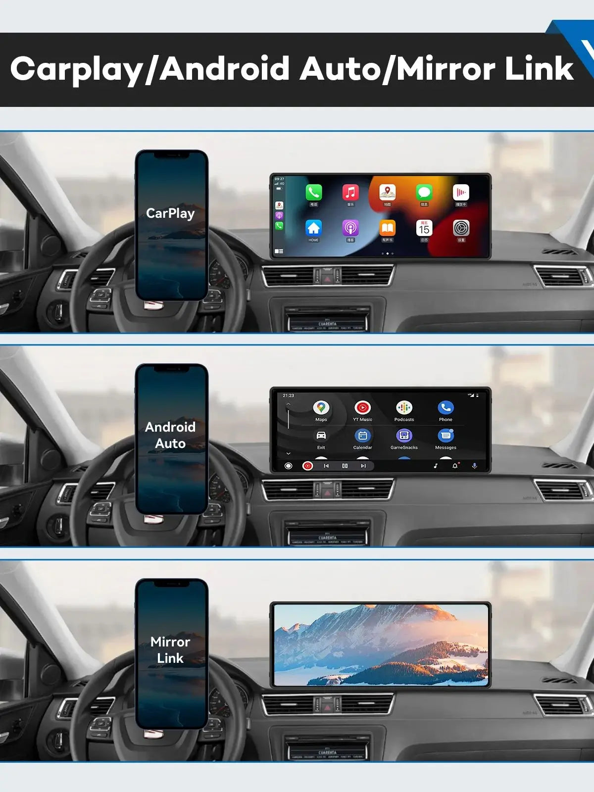 Car Stereo 10.26-Inch Universal Cordless CarPlay Android Auto Multimedia Player Fall 2025 Gift