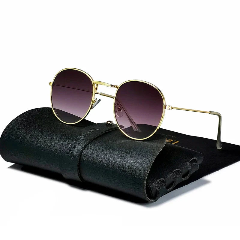 Round Retro Sunglasses for Men/Women Deluxe UV400 Metal Vintage Eyewear No Leather Case