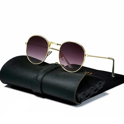 Round Retro Sunglasses for Men/Women Deluxe UV400 Metal Vintage Eyewear No Leather Case