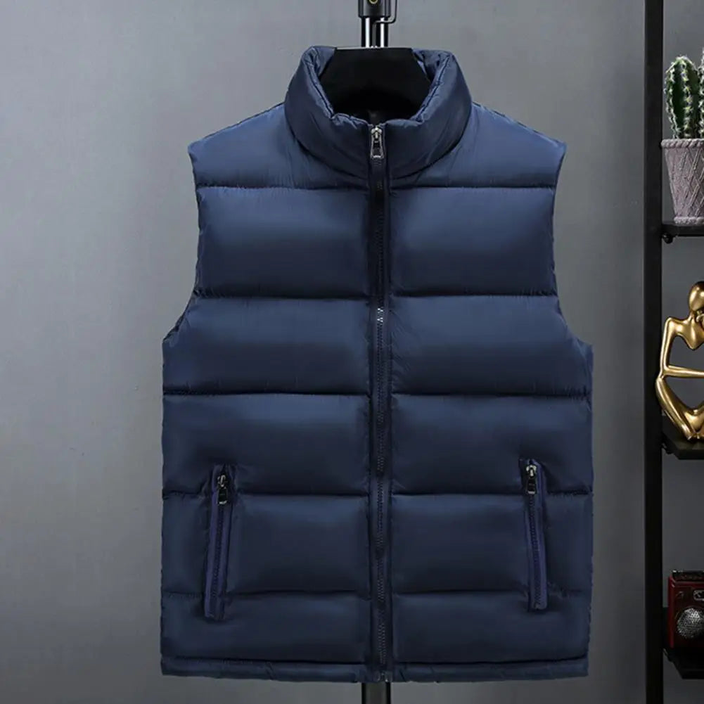 Light Men's Puffer Vest - Slim Stand Collar, Quilted