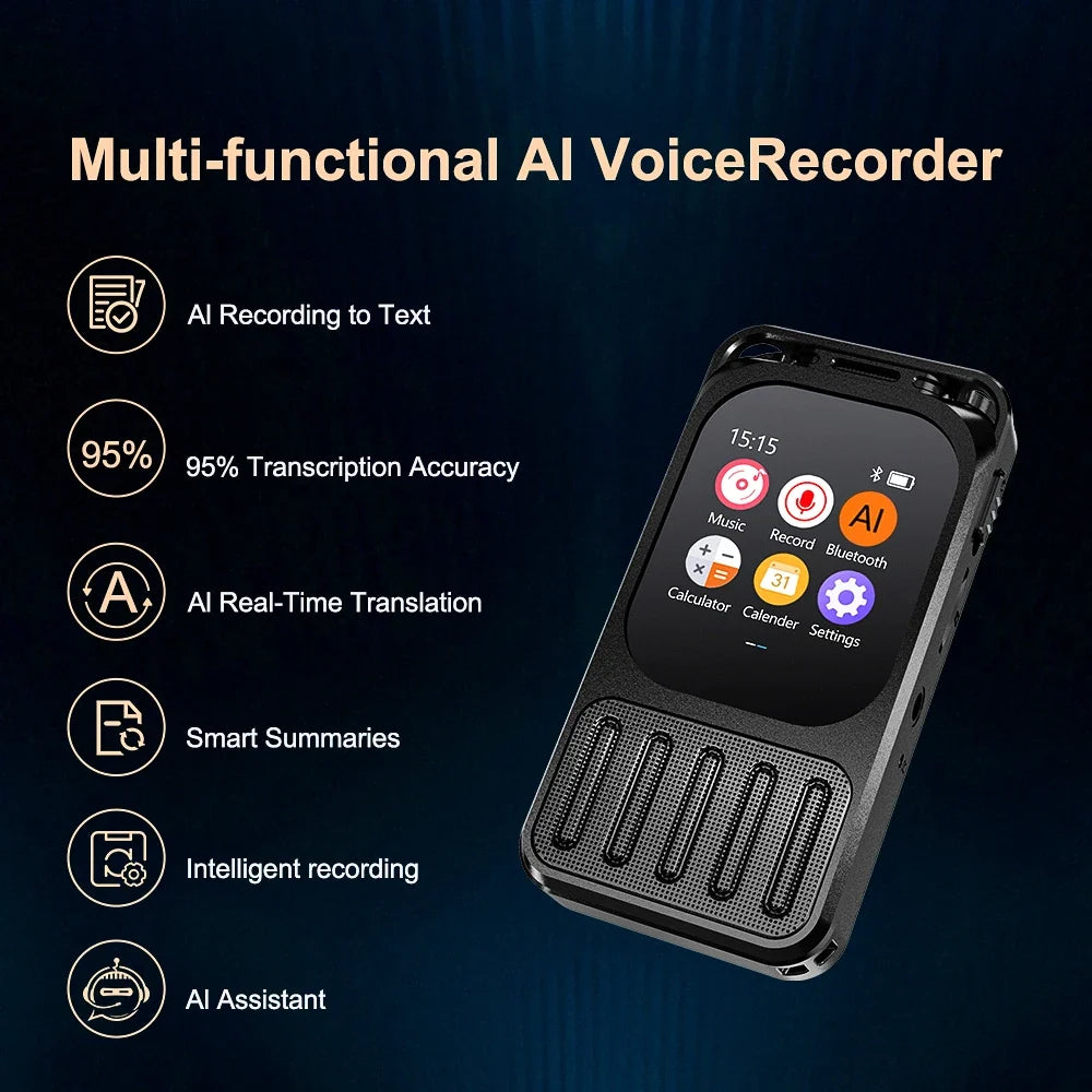 Voice AI Recorder Bluetooth Touchscreen 79H Battery 1200mAh
