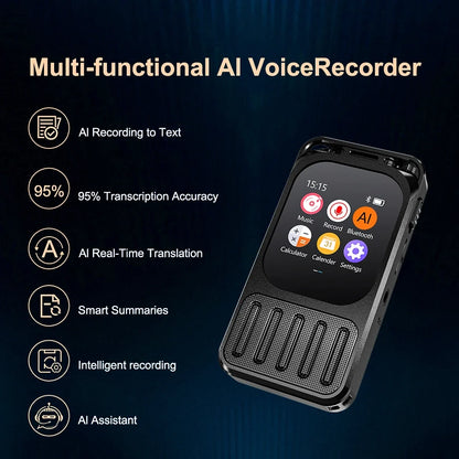 Voice AI Recorder Bluetooth Touchscreen 79H Battery 1200mAh