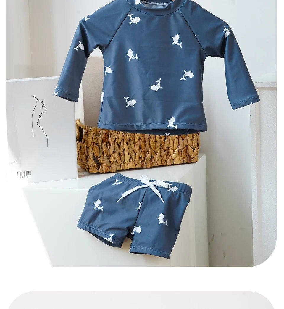 unisex Breathable baby swimsuit - long sleeve rash guard, polyester elastane, for summer pool