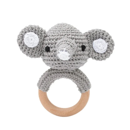 Bear Crochet Teether Rattle Ring Newborn Sensory Toys