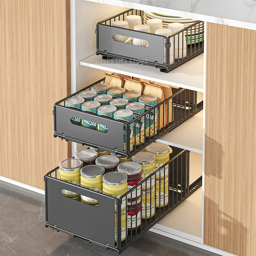 Out Pull Cabinet Organizer Slide Drawer Kitchen Rack