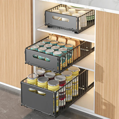 Out Pull Cabinet Organizer Slide Drawer Kitchen Rack