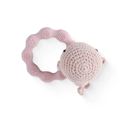 Bear Crochet Teether Rattle Ring Newborn Sensory Toys