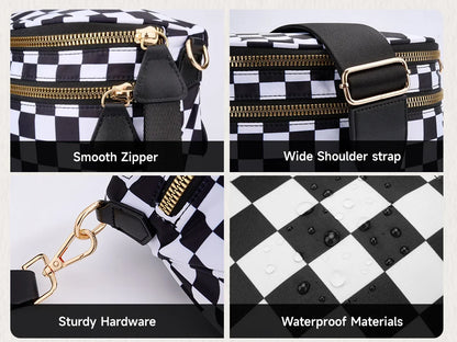 large capacity bum bag, adjustable crossbody mommy travel bag – Casual women's checkered fanny pack