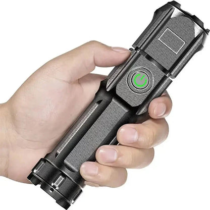 Telescopic Zoom Tactical Flashlight - Battery-Powered LED Torch, 4 Lighting Modes, Water-Resistant for Camping and Fishing