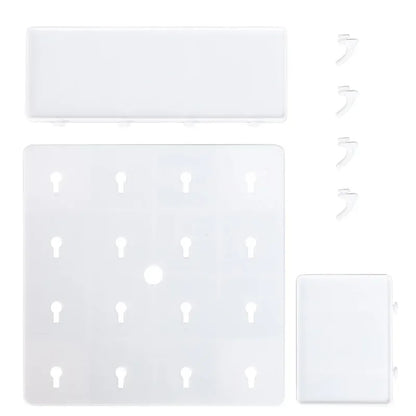 Punch-Free Wall Shelf Organizer with Household Organizers, No Drilling, Kitchen & Bedroom Pegboard Holder