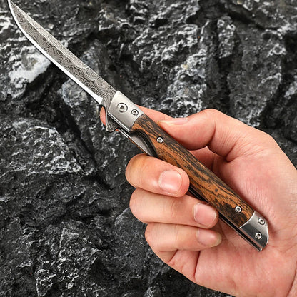 Outdoor Camping Multi-Use EDC 2026 – Damascus Pattern Folding Pocket Knife Stainless Steel