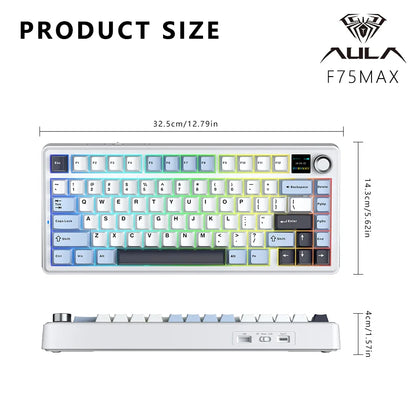 Gaming Mechanical Keyboard 75% Hot Swap RGB TFT Cordless