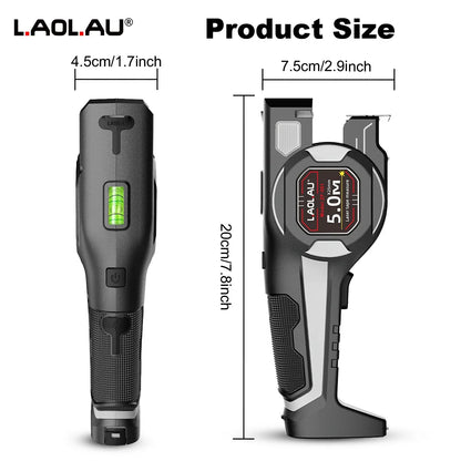 Type-C Battery-Powered Class II Laser Auto-Lock Device 2026 – LAOLAU 2-in-1 Laser Tape Measure 5M/16FT