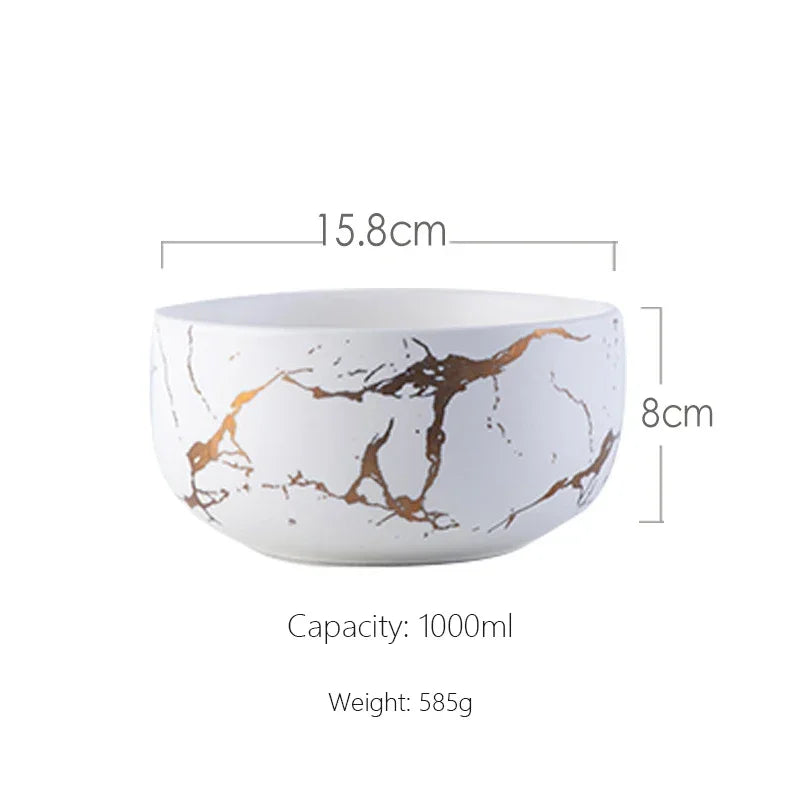 Marble Ceramic Bowl Kit Scandinavian Tableware Minimalist