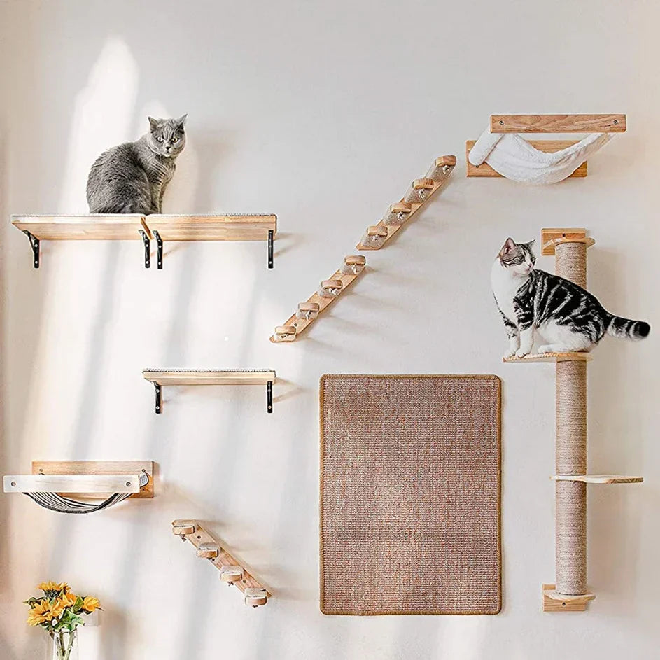 Cat Tree Wall Mounted Hammock Kit Vertical Climbing Cat Furniture Fall 2025 Space Saving Scratching Playground
