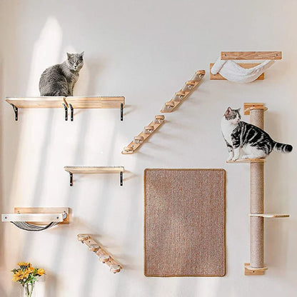 Cat Tree Wall Mounted Hammock Kit Vertical Climbing Cat Furniture Fall 2025 Space Saving Scratching Playground