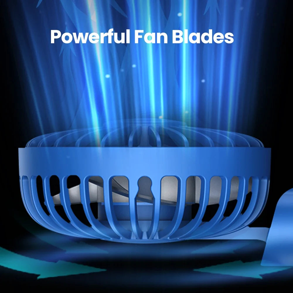 2400mAh/5000mAh Mini Travel-Friendly Fan USB Battery-Powered 3 Speeds, Hand-Held Pocket Fan with Lanyard & Base, Foldable Desk Fan