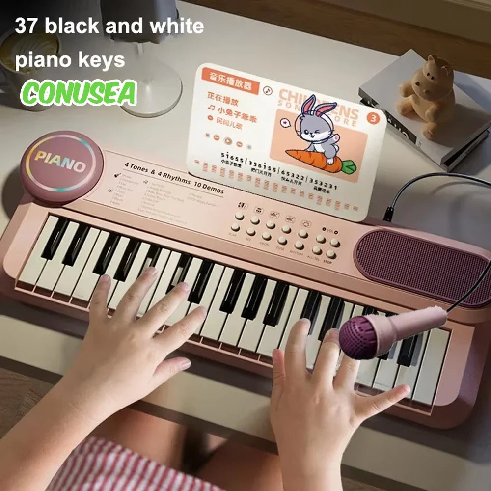 Piano Kids Keyboard Toy With Microphone 37 Keys Educational Musical Toy Back To School 2026 Gift Idea