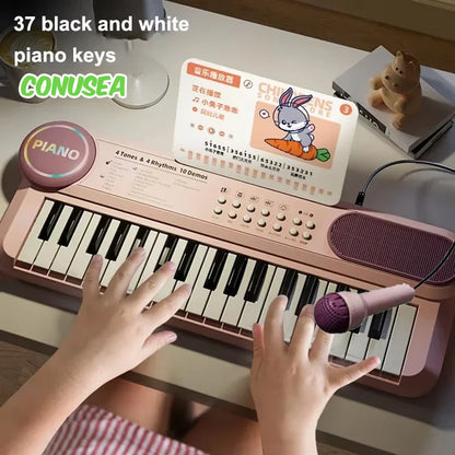 Piano Kids Keyboard Toy With Microphone 37 Keys Educational Musical Toy Back To School 2026 Gift Idea