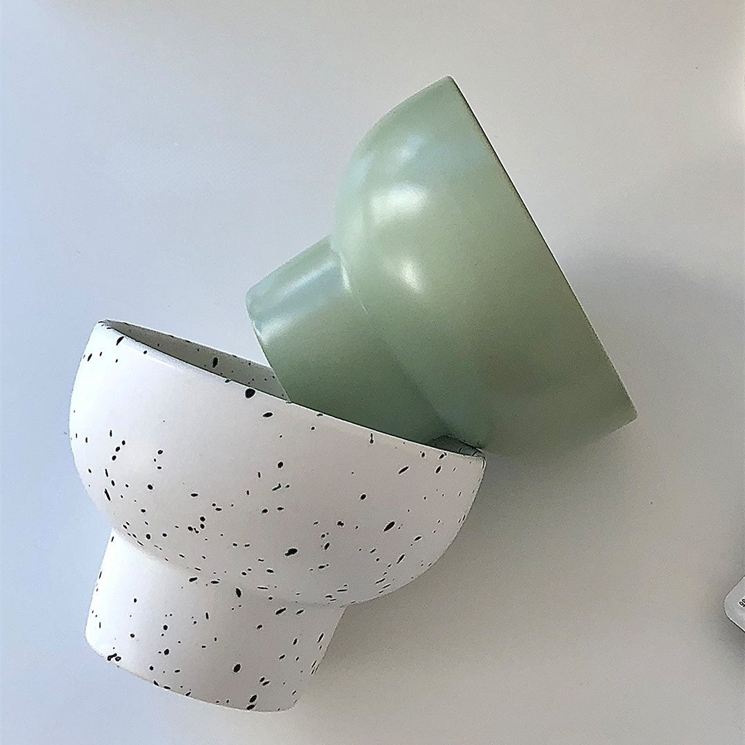 Bowl Ceramic 4 Inch Speckled White Retro Microwave Safe