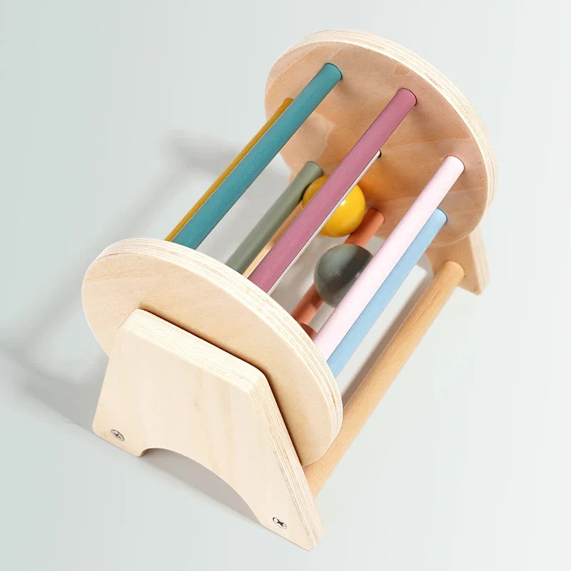 Wooden Montessori Busy Drum Newborn Sensory Toys Learning
