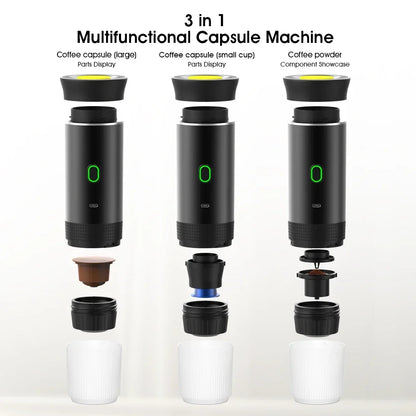 Cordless Motor-Driven Travel-Friendly Espresso Coffee Machine - 3-in-1 Travel Coffee Maker for Car & Household