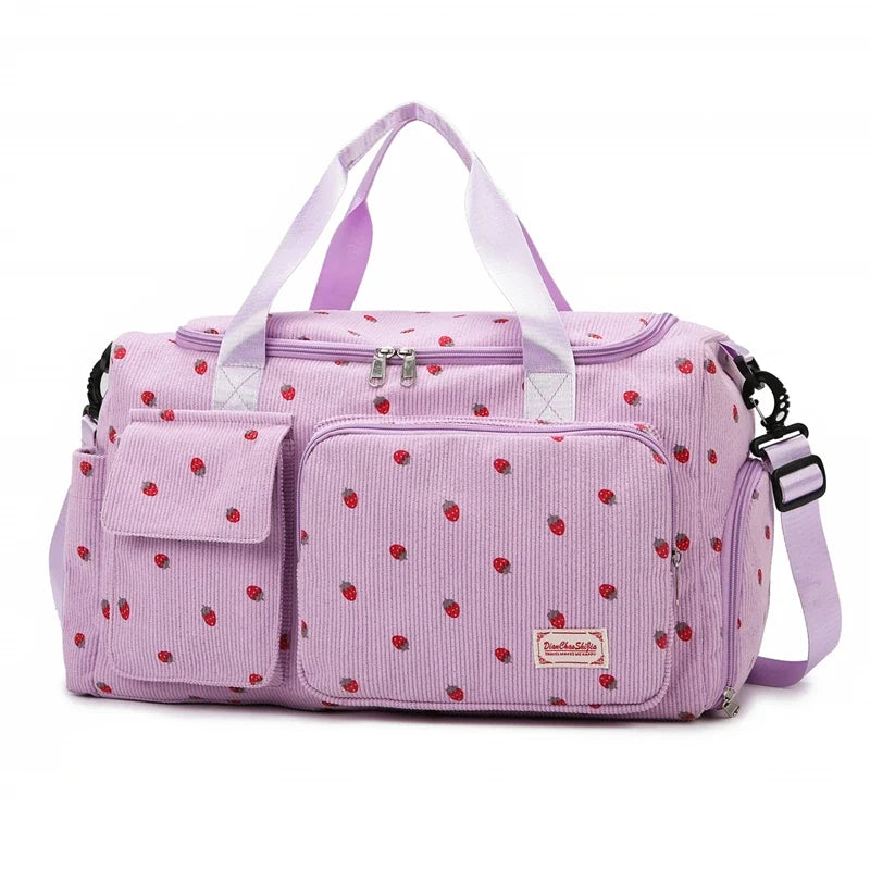 Travel Corduroy Tote Bag Large Capacity Carry On With Shoe Compartment Summer Travel 2026 Duffle