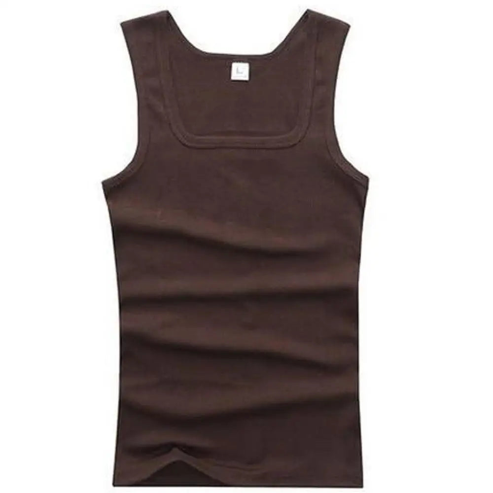 slash neck, casual fit, solid, summer knit vest – Breathable men's cotton tank top