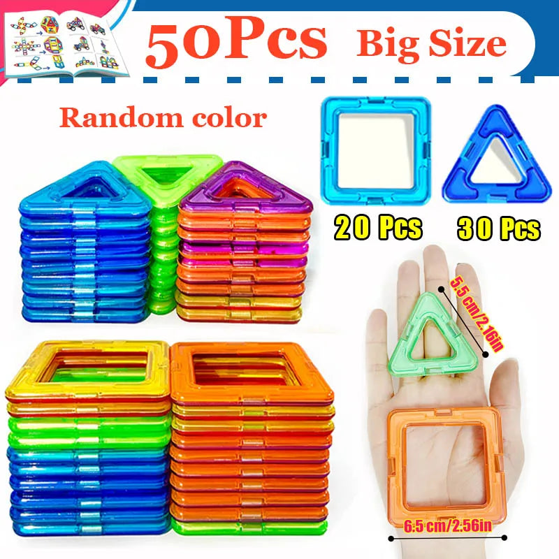 Creative Magnetic Building Blocks Kit - Large & Mini DIY Toys for Kids Aged 7-12, Fun Educational Construction Gift in Mixed Colors